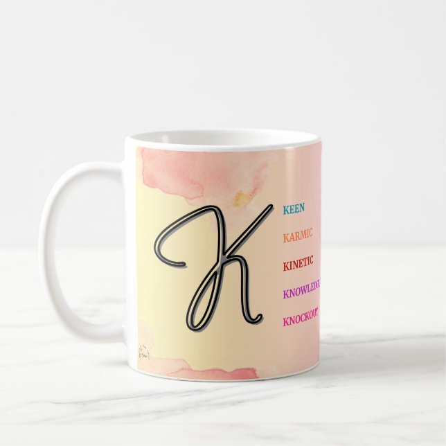 Taza De Café Mug inicial "K" (11 oz) (Izquierda)