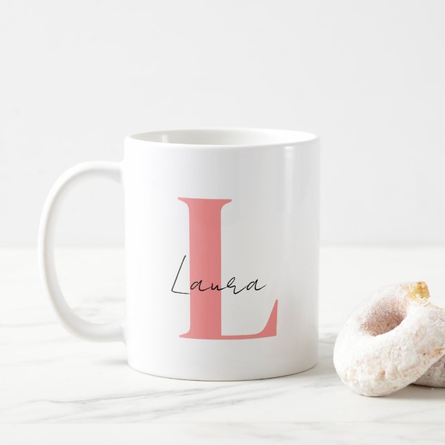 Taza De Café Mug inicial personalizada con regalo de Personaliz (Con donut)