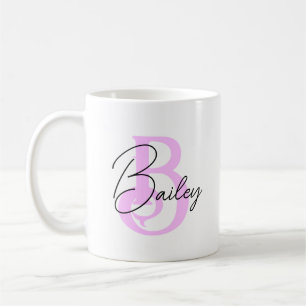 Taza De Café Mug inicial personalizada, inicial sutil y nombre