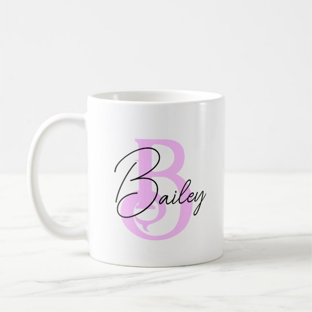 Taza De Café Mug inicial personalizada, inicial sutil y nombre (Izquierda)