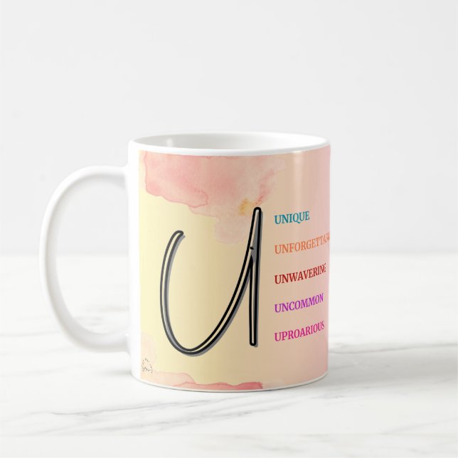 Taza De Café Mug inicial "U" (11 oz) (Izquierda)