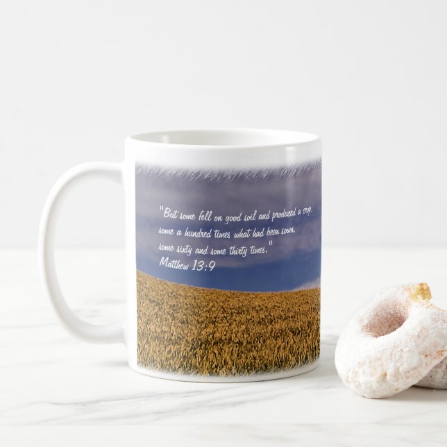 Taza De Café Mug Inspirador de promesa de cosecha (Con donut)