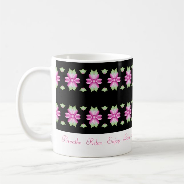 Taza De Café Mug Inspiradora con flores rosadas (Izquierda)