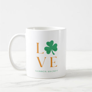 Taza De Café Mug irlandesa de amor Shamrock en Naranja y verde