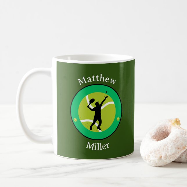 Taza De Café Mug - Jugador de tenis - Personalizado - Añadir no (Con donut)