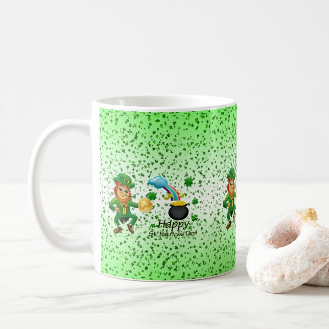 Taza De Café Mug Leprechaun en el Día de San Patricio (Con donut)