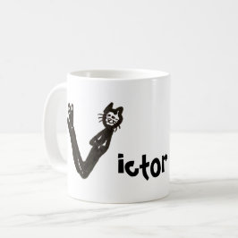 Taza De Café Mug - Letra Cat V con nombre