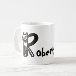 Taza De Café Mug - Letra de gato R con nombre