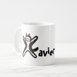 Taza De Café Mug - Letra de gato X con nombre