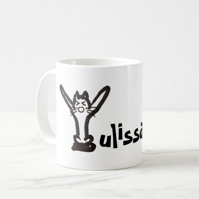 Taza De Café Mug - Letra de gato Y con nombre (Anverso izquierdo)