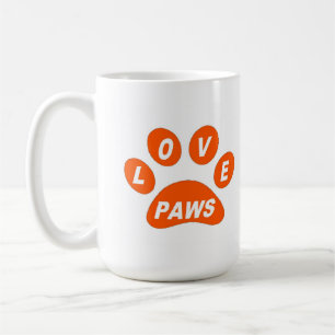 Taza De Café Mug Love Paws en Paws Naranja