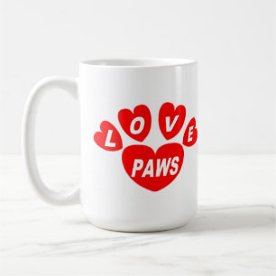 Taza De Café Mug Love Paws Hearts Red