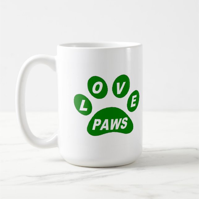 Taza De Café Mug Love Paws on Paws Green (Izquierda)