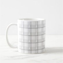 Mug Lung Cancer Awareness Plaid, White Ribbon