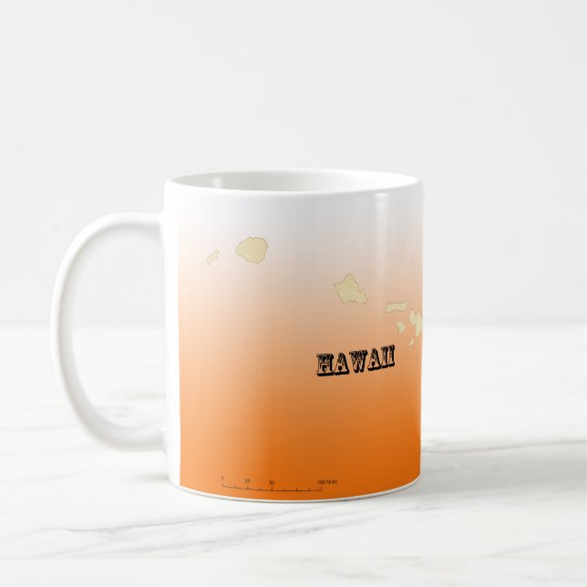 Taza De Café Mug - Mapa del estado de Hawaii con ciudad (Izquierda)