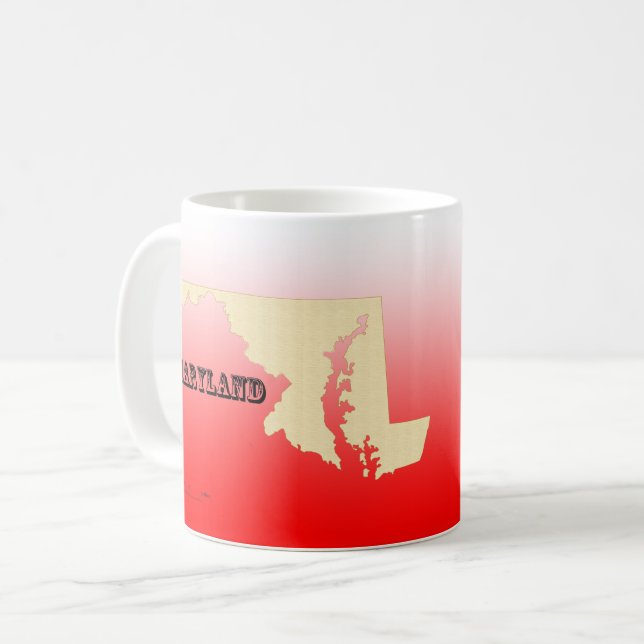 Taza De Café Mug - Mapa del estado de Maryland con ciudad (Anverso izquierdo)