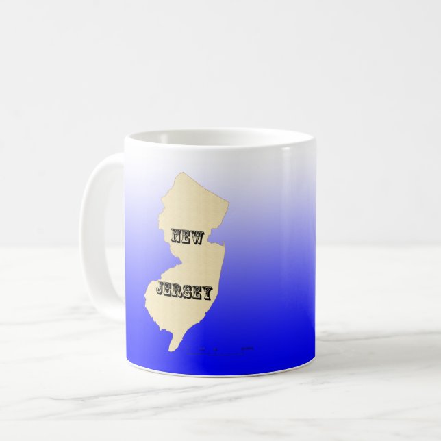 Taza De Café Mug - Mapa del estado de Nueva Jersey con la ciuda (Anverso izquierdo)