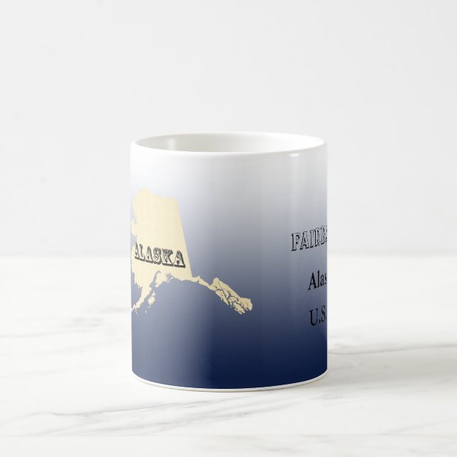 Taza De Café Mug - Mapa estatal de Alaska con ciudad (Centro)