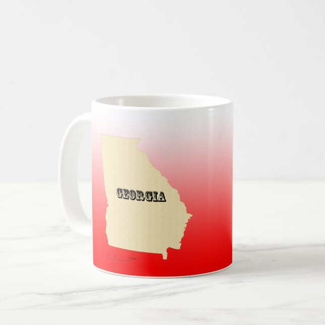 Taza De Café Mug - Mapa estatal de Georgia con ciudad (Anverso izquierdo)