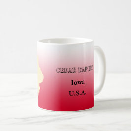 Taza De Café Mug - Mapa estatal de Iowa con la ciudad