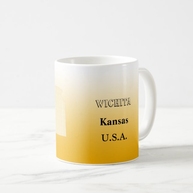 Taza De Café Mug - Mapa estatal de Kansas con ciudad (Anverso derecho)