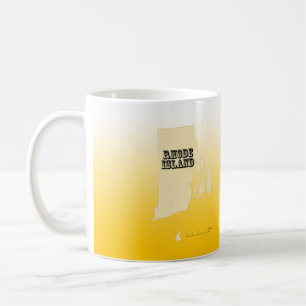 Taza De Café Mug - Mapa estatal de la isla Rhode con ciudad