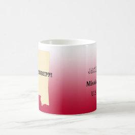 Taza De Café Mug - Mapa estatal de Mississippi con la ciudad
