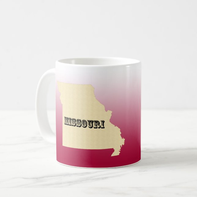 Taza De Café Mug: Mapa estatal de Missouri con ciudad (Anverso izquierdo)