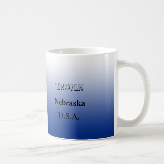 Taza De Café Mug - Mapa estatal de Nebraska con ciudad (Derecha)
