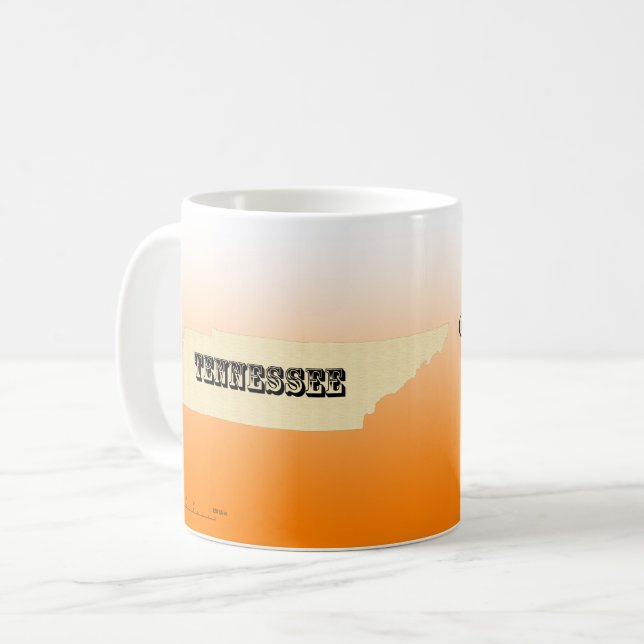 Taza De Café Mug - Mapa estatal de Tennessee con ciudad (Anverso izquierdo)
