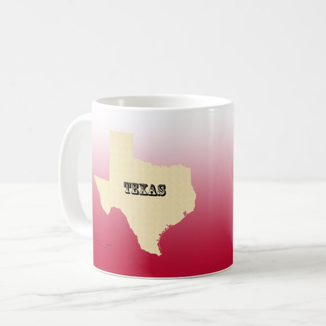 Taza De Café Mug - Mapa estatal de Texas con ciudad (Anverso izquierdo)