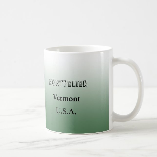 Taza De Café Mug - Mapa estatal de Vermont con ciudad (Derecha)