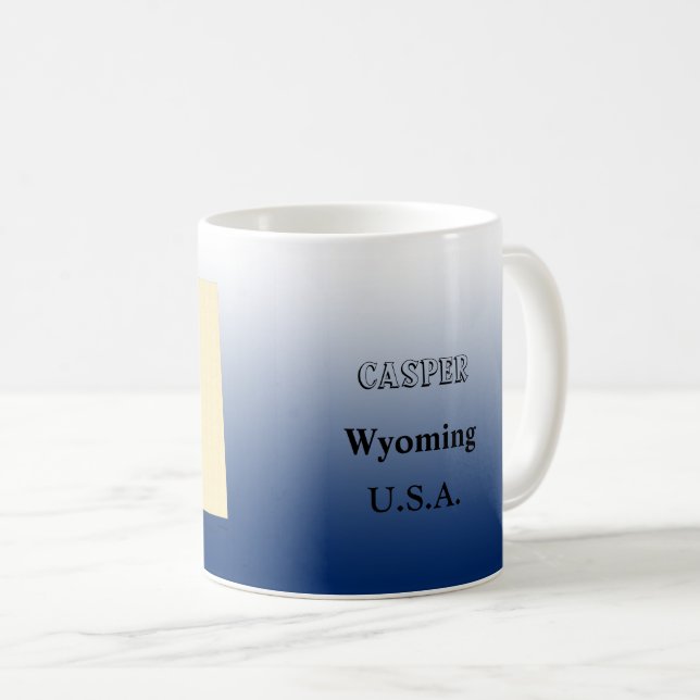 Taza De Café Mug - Mapa estatal de Wyoming con ciudad (Anverso derecho)
