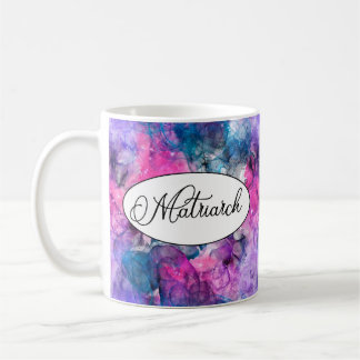 Taza De Café Mug Matriarca con Swirl abstracto rosa y morado