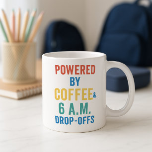 Taza De Café Mug matutino de regreso al colegio; impulsado por