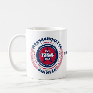 Taza De Café Mug Monograma de Circular Patriótica de Massachuse