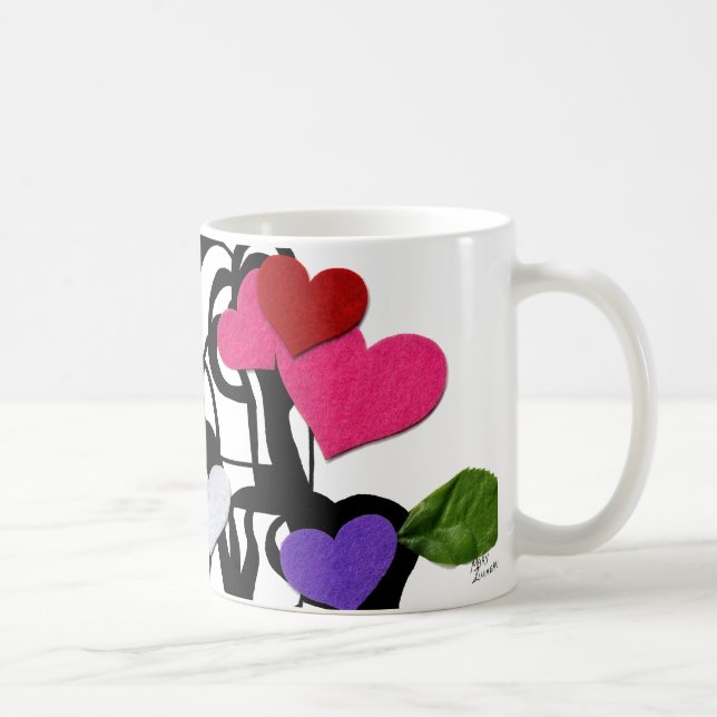 Taza De Café Mug monograma de diseño de sentido del corazón (Derecha)
