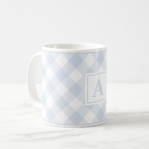 Taza De Café Mug Monogramada de Blue Buffalo Plaid Check