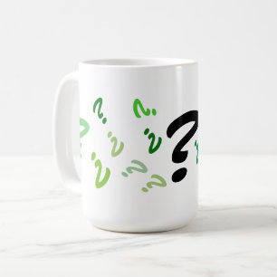 Taza De Café Mug - Múltiples marcas de preguntas verdes (rev)