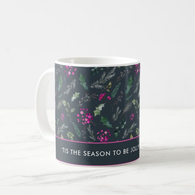 Taza De Café Mug Navidades de Huly rosado lindo (Anverso izquierdo)