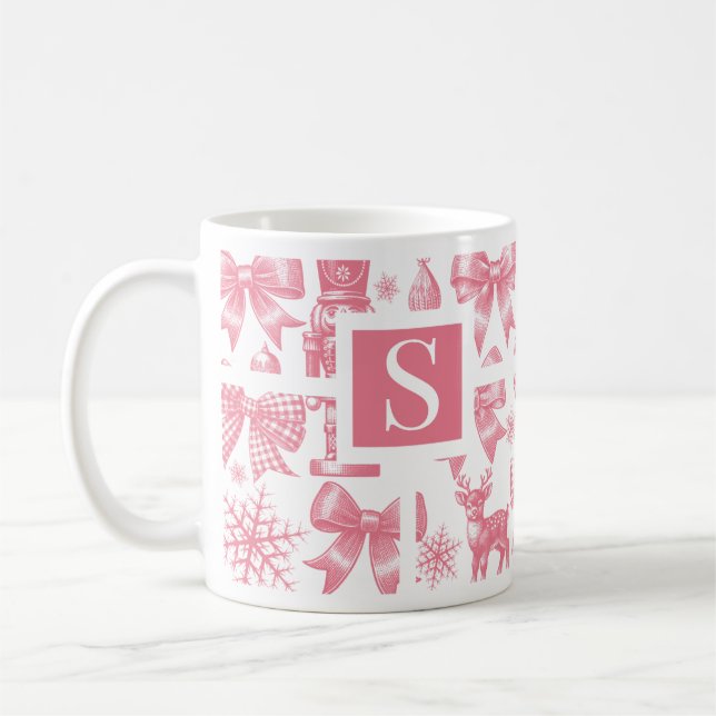 Taza De Café Mug. Navidades iniciales, monograma personalizado (Izquierda)
