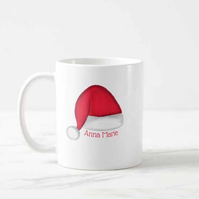 Taza De Café Mug navideña personalizada de Santa Hat (Izquierda)