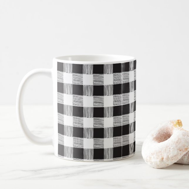 Taza De Café Mug negro y blanco (Con donut)