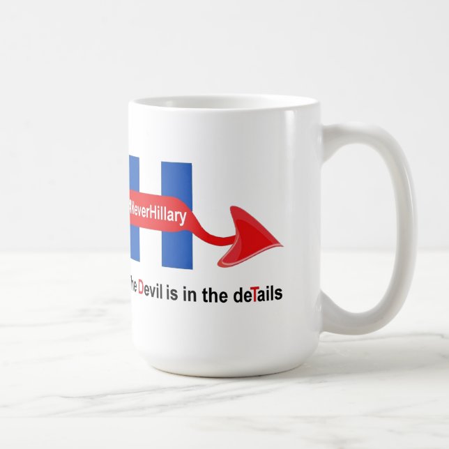 Taza De Café Mug Never Hillary Devil Details (Derecha)