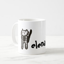 Taza De Café Mug - Nombre con la letra inicial del gato H