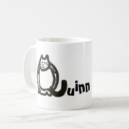 Taza De Café Mug - Nombre con letra de gato inicial Q