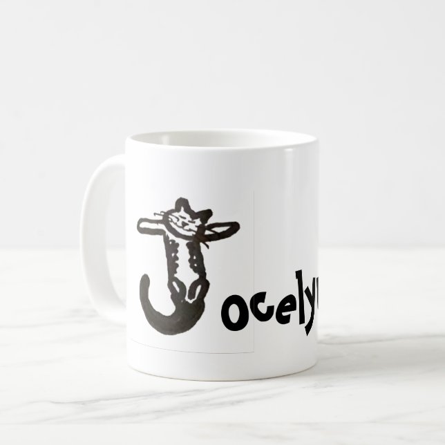 Taza De Café Mug - Nombre con letra inicial del gato J (Anverso izquierdo)