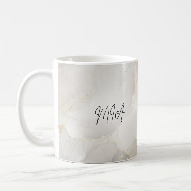 Taza De Café Mug. nombre de mármol personalizado (Izquierda)