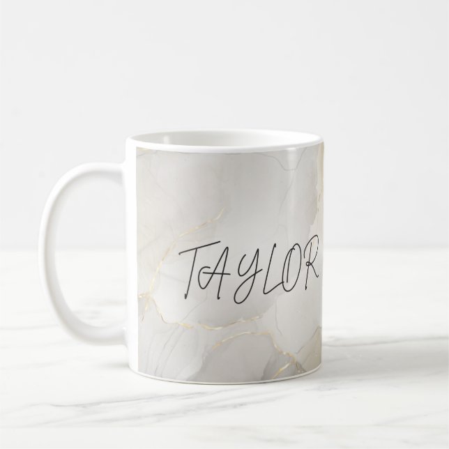 Taza De Café Mug. nombre de mármol personalizado (Izquierda)