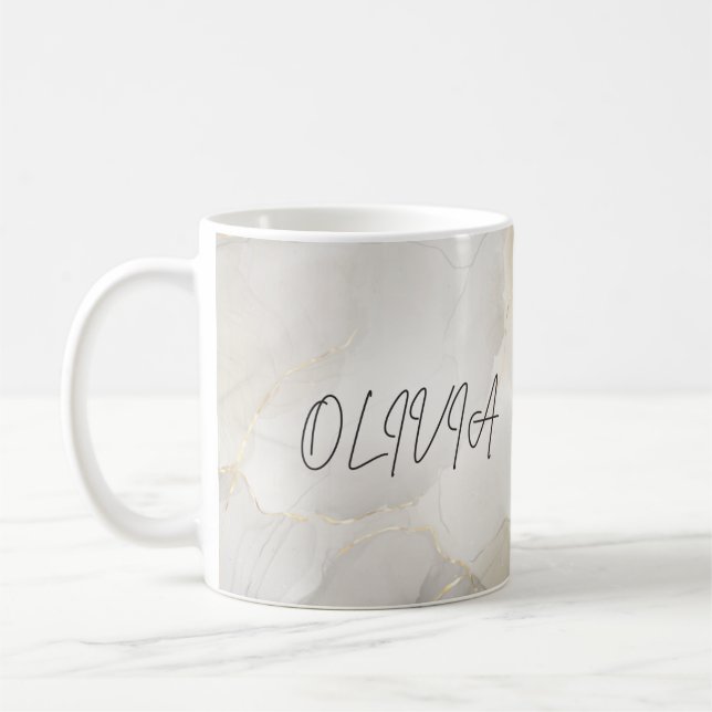 Taza De Café Mug. nombre de mármol personalizado (Izquierda)